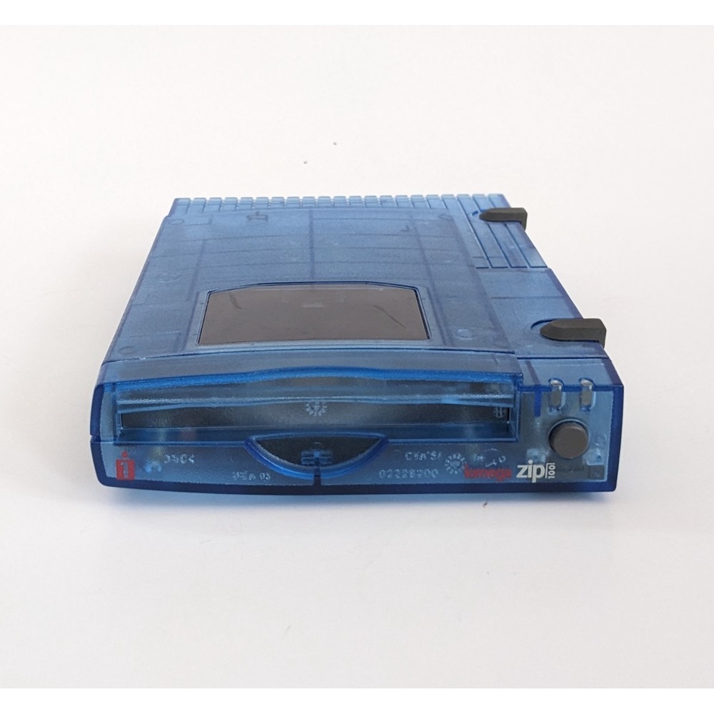 VTG 2000s Iomega Zip 100 MB USB External Drive Translucent Blue Z100USB Untested
